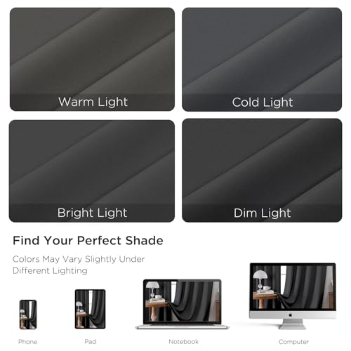 Dark Grey Blackout Curtains 96 inch Length 2 Panels Set (Dark Grey / 52"W x 96"L (Pack of 2))