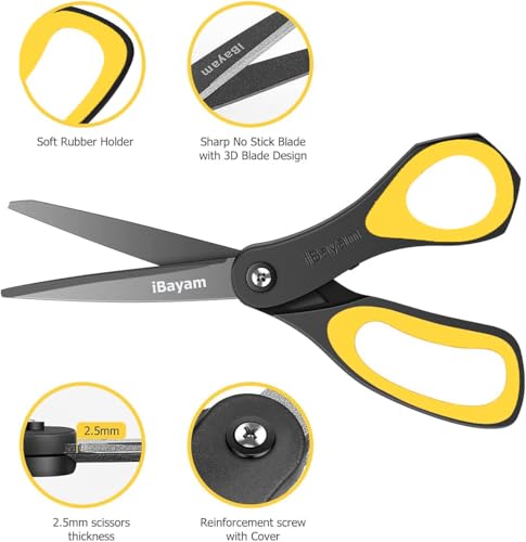 8.5" All Purpose Nonstick Scissors (Yellow, Blue, Red / 3-Pack)
