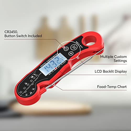 Meat Thermometer Digital for Grilling and Cooking (Red/Black)