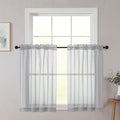Cafe Curtains 36 Inch Length Tier 2 Pieces (Light Grey / 42"W x 36"L (Pack of 2))