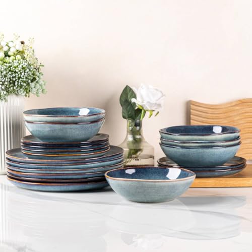 Ceramic Dinner Plates Set of 6 (Ceylon Blue / 10.5 Inch)