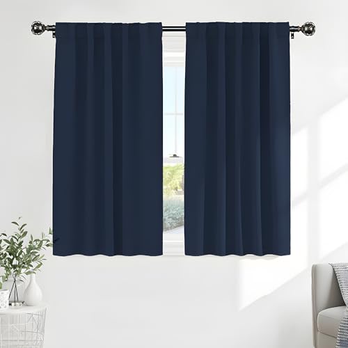 Bedroom Blackout Curtains (Navy Blue / 52"W x 54"L (Pack of 2))