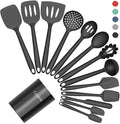Silicone Kitchen Cooking Utensils Set (PureBlack)