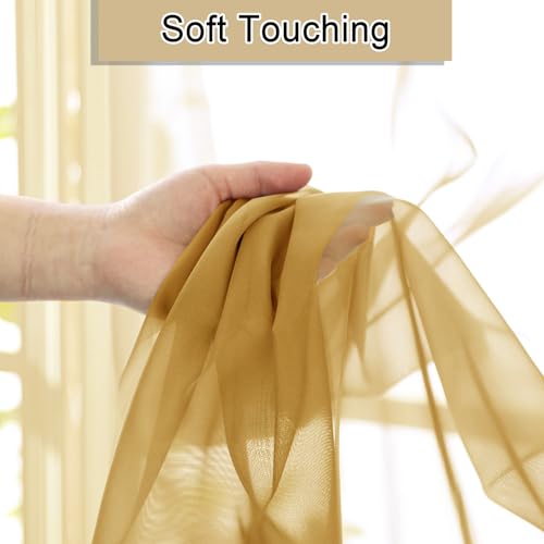 Gold Sheer Curtains 54 Inch Length 2 Panels (Gold / 40"W x 54"L (Pack of 2))