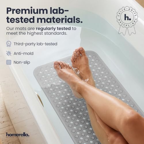 Bathtub Mat Non Slip 35x16 Shower Mat Non Slip Anti Mold BPA Free (Grey / 35" x 16" (Rectangular))