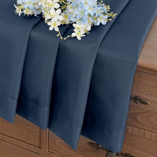 Navy Blue Window Sheer Curtains 45 Inches Length (42"W x 45"L (Pack of 2) / Navy Blue)