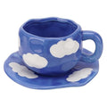 Ceramic Coffee Cup and Saucer Set (Blue)