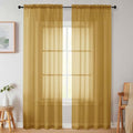 Sheer Gold Curtains for Bedroom Living Room 90 Inches Long 2 Panels Set (Gold / 42"W x 90"L (Pack of 2))