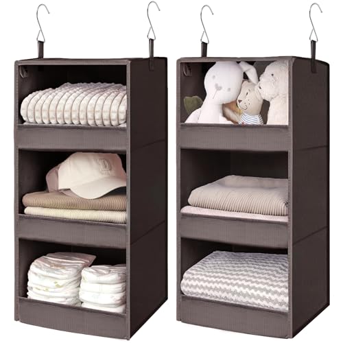3 Shelf Hanging Closet Organizer (3-shelf Dark Brown / 2-Pack)