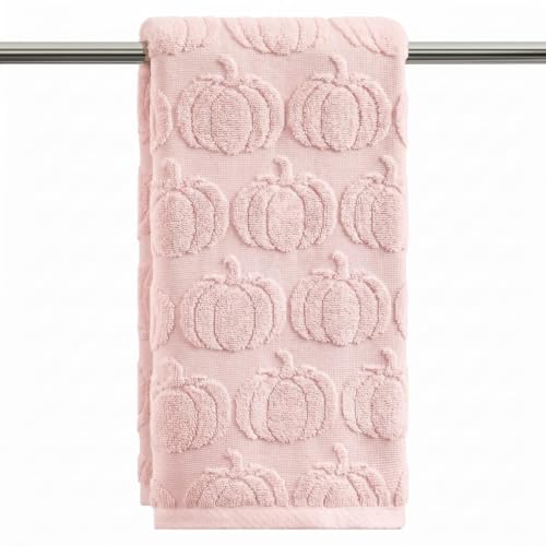 1 Pc Pink 3D Pumpkin Jacquard Hand Towel for Bathroom (13.7" x 29.5", 1PC / Pink)