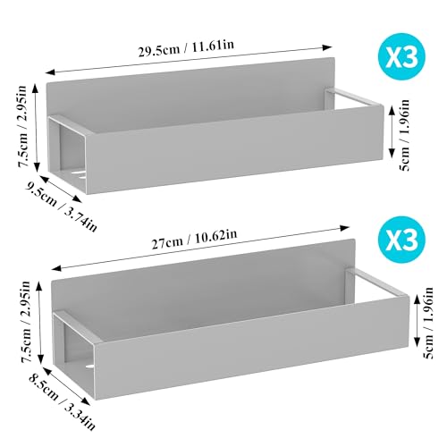 Metal Magnetic Spice Rack for Refrigerator Gray (6 Pack / Gray)