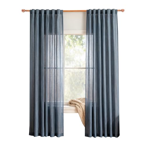 72 Inches Long Semi Sheer Curtains Light Filtering Window Drapes Door Curtains for Closet Doorways (50"W x 72"L (Pack of 2) / Dusty Blue-new)
