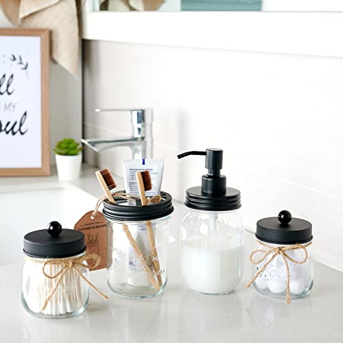Mason Jar Liquid Soap Dispenser (Black / 4 Pack)