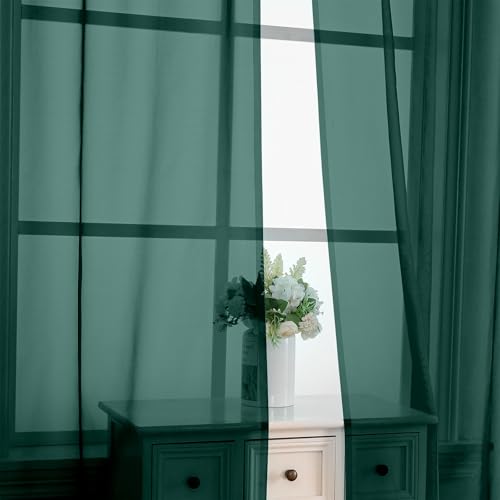 Hunter Green Sheer Curtains 72 Inches Long 2 Panels (Hunter Green / 42"W x 72"L (Pack of 2))