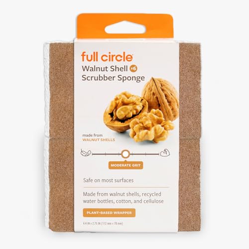 Walnut and Cellulose Scrubber Sponges (Walnut Sponge 6pk)