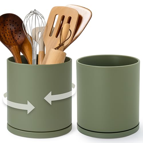 2 Pack 360° Rotating Utensil Holders (Olive / 7.2")