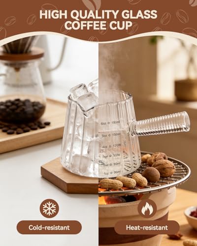 2 PCS Espresso Measuring Cup 6 Oz (Pure Transparent Color)
