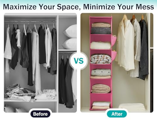 Hanging Closet Organizer and Storage (Pink)