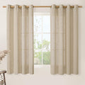 Semi Sheer Linen Curtains 60 Inch Length for Bedroom 2 Panels (52"W x 60"L (Pack of 2) / Brown)
