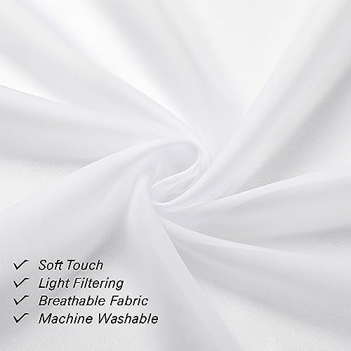Sheer White Curtains 14 Inch Length 2 Pieces (White / 40"W x 14"L (Pack of 2))