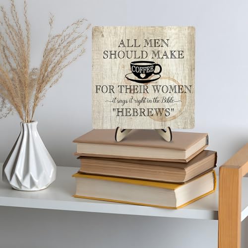 Coffee Bar Sign Plaque (Beige1 / 5.9 x 5.9 x 0.32 inches)