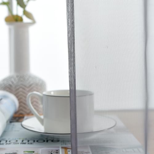 Solid Sheer Rod Pocket Curtain Voile Draperies 2 Panels White Beige Black Grey Coffee 38 Inch Width 54 Inch Long 1 Pair for Kitchen Bedroom Children Living Room Yard (Grey / 38"W x 54"L (Pack of 2))