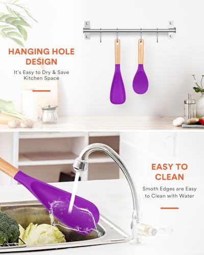 Cooking Spoon and Rice Scooper for Nonstick Cookware (Berry)