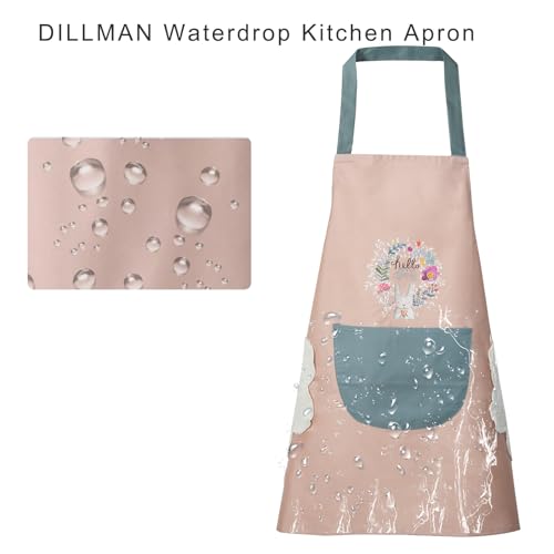 Women Kitchen Apron with Hand Wipe Pockets (Pink)