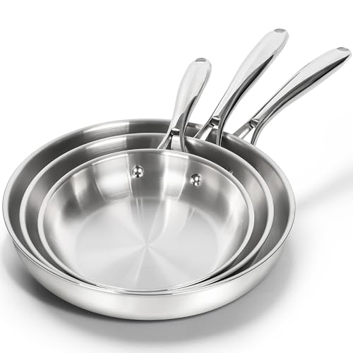 18 10 Stainless Steel Frying Pan Set (8-9.5-11-Inch)