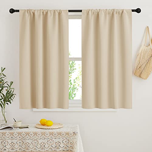 Short Curtains for Bedroom (Biscotti Beige / 34"W x 45"L (Pack of 2))