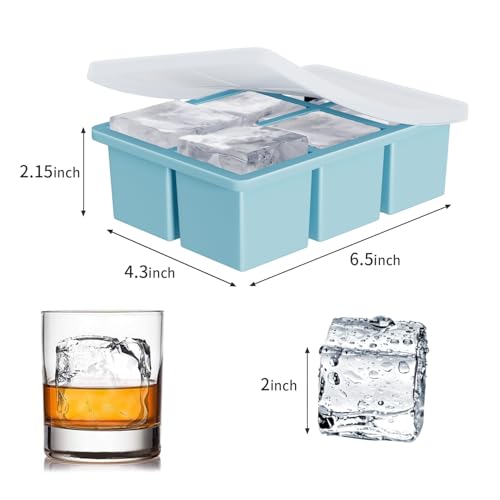 Large Ice Cube Tray for Whiskey (SkyBlue-2pack)