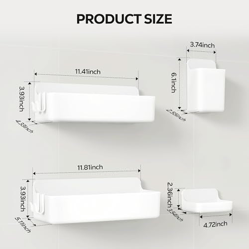 Adhesive Shower Shelves (White / 4 pieces)