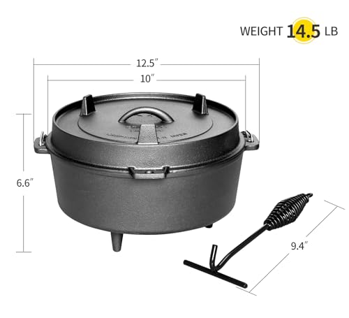 Pre Seasoned Cast Iron Dutch Oven With Skillet Lid (4.5QT)