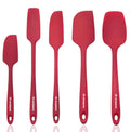 Premium 600°F Heat Resistant 5 Piece Silicone Spatula Set for Baking (Red)