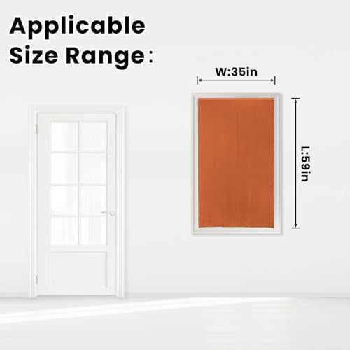 Self Adhesive Curtains Portable Blackout Curtain Simple and Easy to Install Bedroom Window Thermal Lnsulated Kitchen Room Darkening Black Small Drapes (35"W x 59"L (Pack of 1) / Orange)