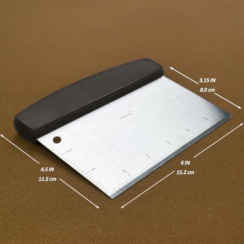 Multipurpose Bench Scraper Kitchen Utensil for Flat Top Griddle (Dough Scraper_Black PP Grip)