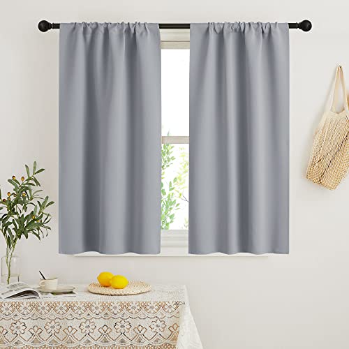 Blackout French Door Window Curtain Coverings (Silver Grey / 29"W x 45"L (Pack of 2))