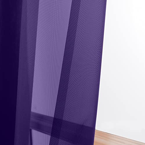 Purple Sheer Curtains 96 Inch Length (Purple / 42"W x 96"L (Pack of 2))