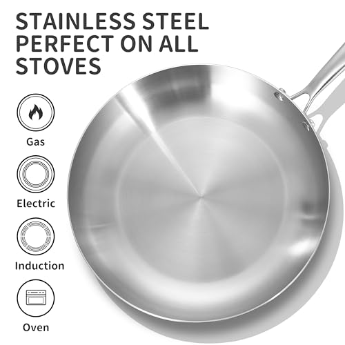 8'' Tri Ply Stainless Steel Pan with Lid