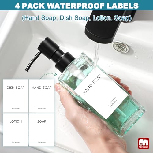 Glass Soap Dispenser with Stainless Steel Pump (Clear Bottle + Black Pump / 2 Pack)