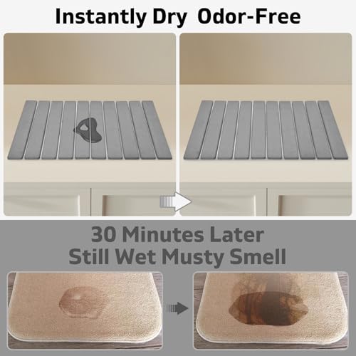 Large Stone Dish Drying Mats for Kitchen Counter (Gray / 24" x 16")