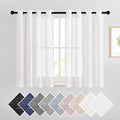 45" Long White Flax Linen Sheer Bedroom Curtains Grommet (52"W x 45"L (Pack of 2) / White)