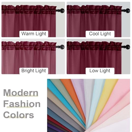 Burgundy Sheer Curtains for Bedroom Living Room 96 Inches Long 2 Panels (Burgundy / 42"W x 96"L (Pack of 2))