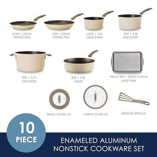 Cook + Create Aluminum Nonstick Cookware Set (Almond / Cookware Set (10 Piece))