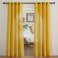 Semi Sheer Curtains Flax Linen Texture (52"W x 84"L (Pack of 2) / Citrine)