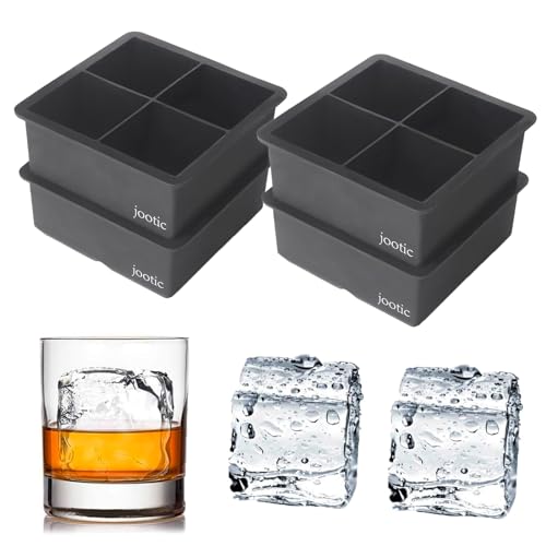 Large Ice Cube Trays Silicone (black 4 pack)