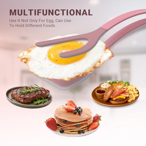 Silicone Egg Flipper Spatula Tongs (Pink)