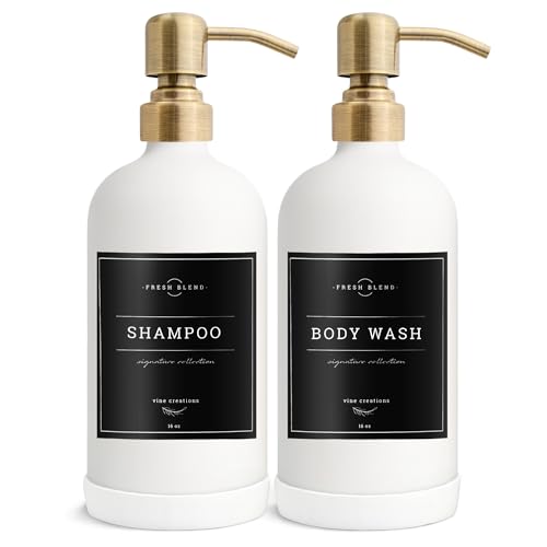 White Glass Soap Dispenser (Matte White Bottle / Brushed Brass Pump)