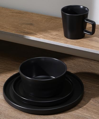Celina Stoneware 32 Piece Modern Dinnerware Set (Dinnerware Set / Service For 8 / Matte Black)