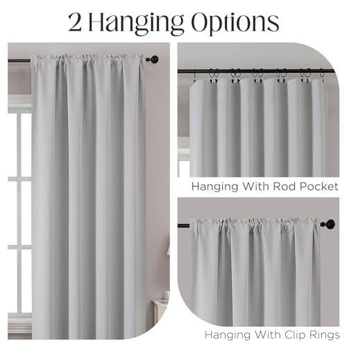 Grayish White Blackout Curtains 63 inch Length 2 Panels Set (Greywish White / 52"W x 63"L (Pack of 2))